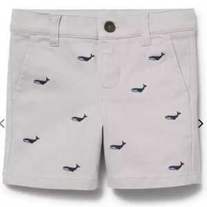 Janie & Jack Whale Embroidered Khaki Shorts Boys 5